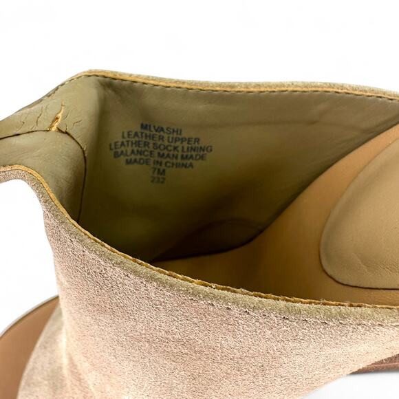 Marc Fisher Women's Vashi Ankle Strap Heels 7 Beige Tan Neutral Suede Sandals - Picture 10 of 11